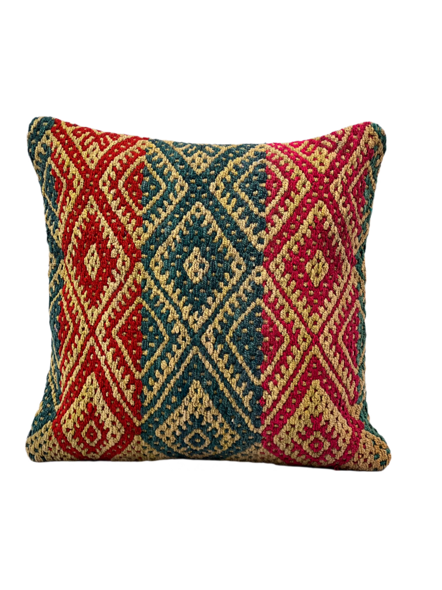 Handmade Andean diamond shaped with terra colors. Square Peruvian cushion cover with colorful Andean patterns. Perfect for Home Decoration Indoors and Outdoors.
General full picture from product.